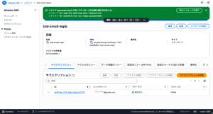 メッセージの発行完了 | test-email-topic