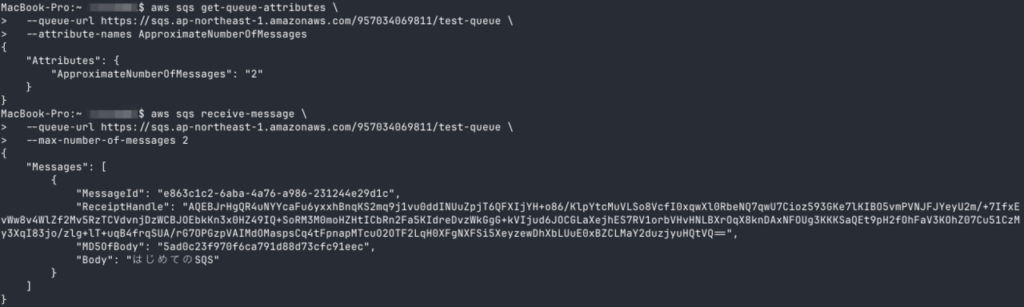 キューに溜まってるメッセージ数を確認後に2件まとめて取得_標準キューでは1件しか取得できなかった