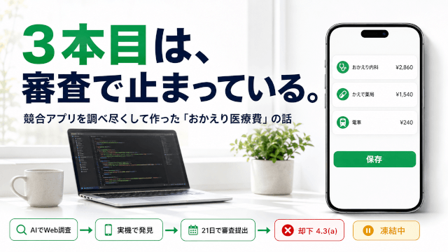 3本目は、審査で止まっている。｜競合アプリを調べ尽くして作った「おかえり医療費」の話